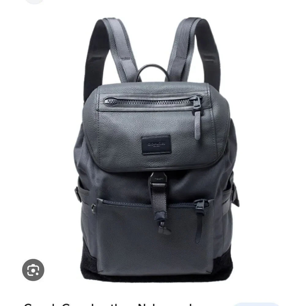 Coach grey leather black suede manhatten rucksack backpack